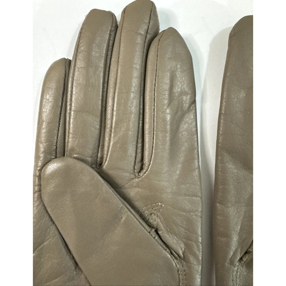 Vintage Van Raalte Leather Gloves Womens S Small Tan Beige Lined 1980s Driving